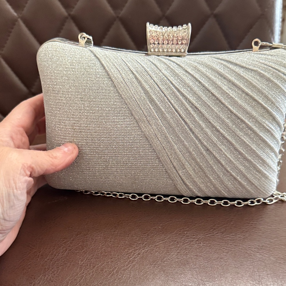 Shimmering Silver Evening Clutch